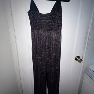 Francesca’s rainbow metallic threaded jumpsuit